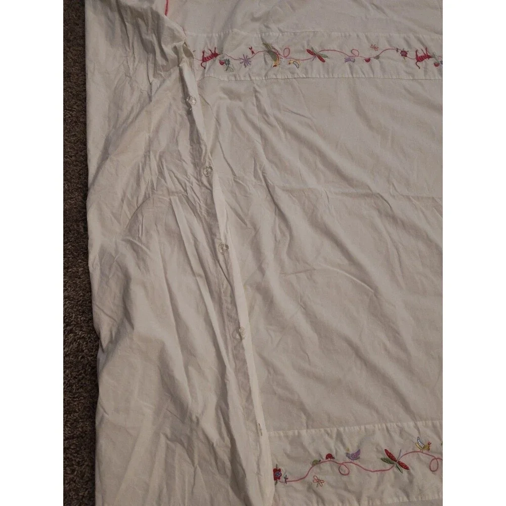 Pottery Barn kids Duvet Cover 100% Cotton White with Pink Embroidery Twin 85x62